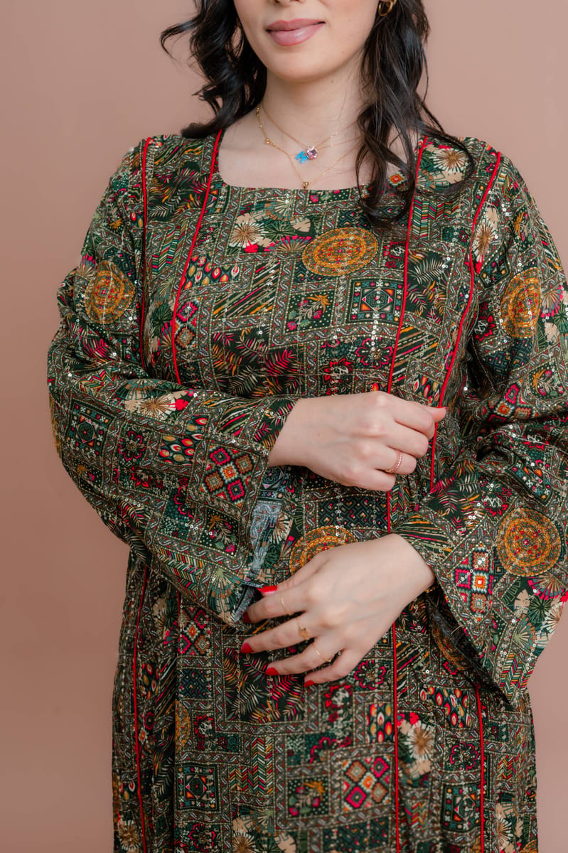 Abstract Geometric Maxi Jalabiya for Everyday Elegance IKKXA - Women's Jalabiyas 81