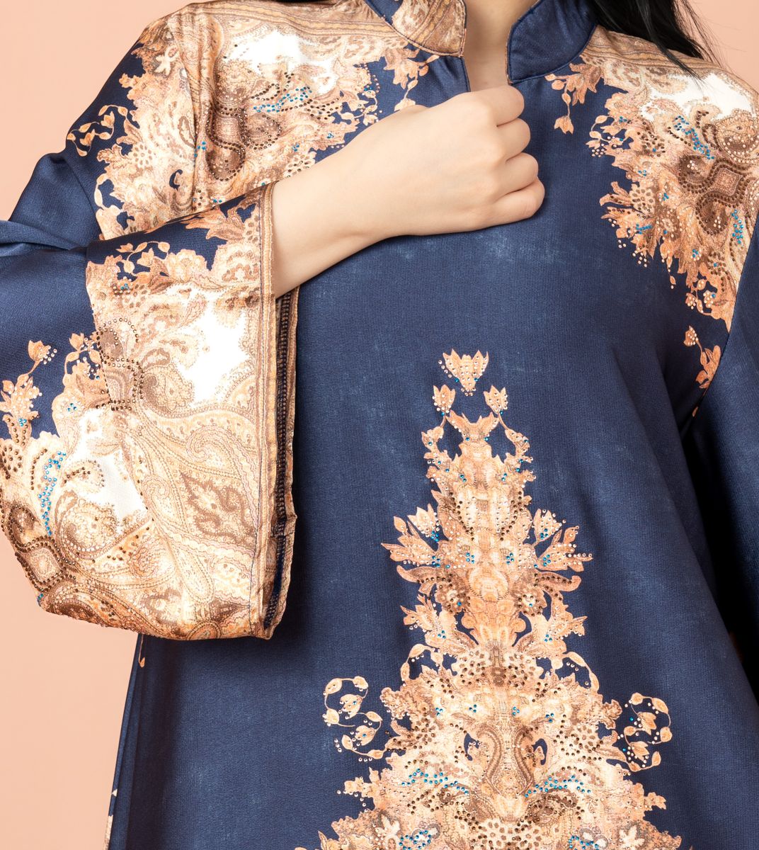 Mandarin Collar Printed Jalabiya