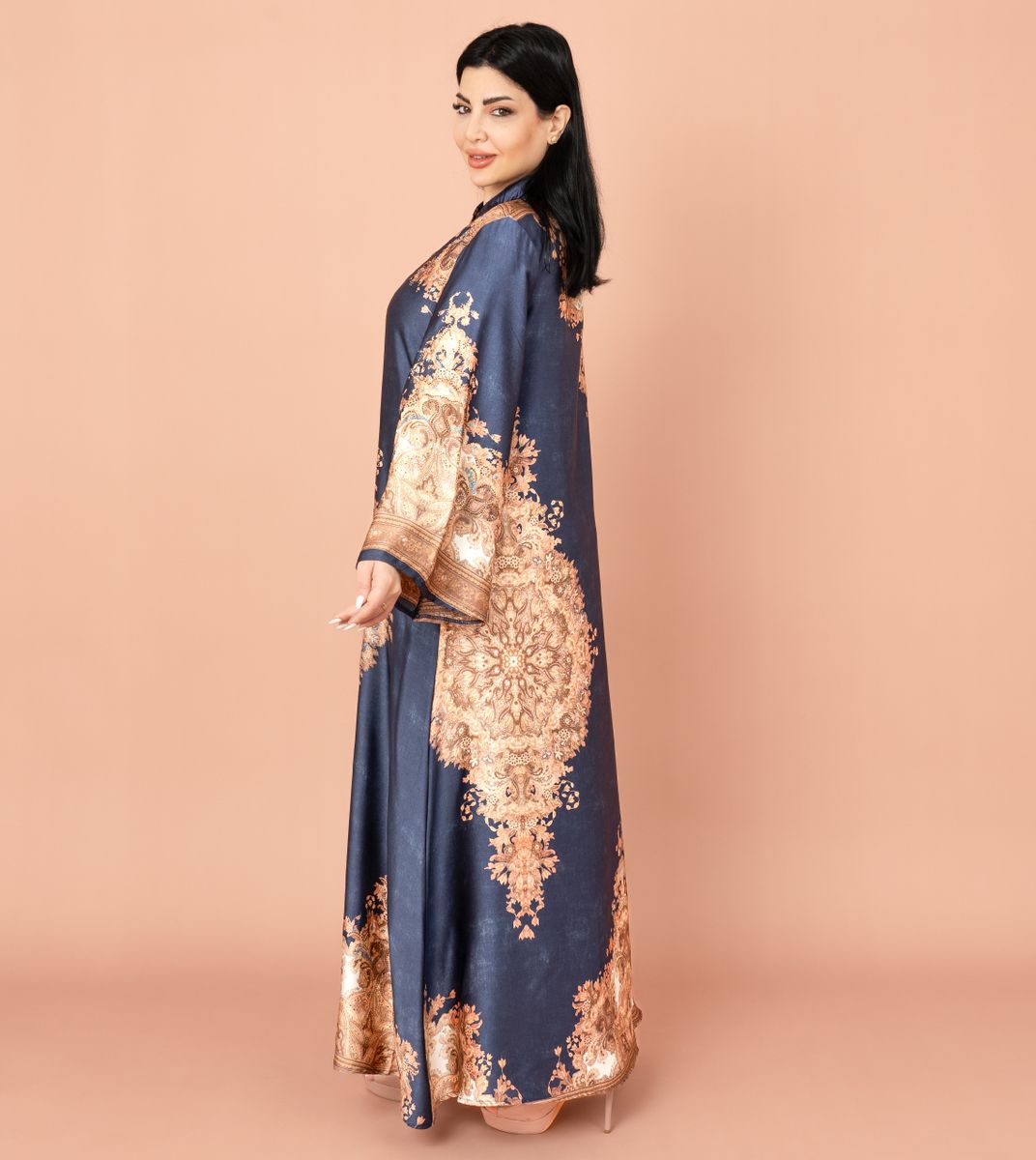 Mandarin Collar Printed Jalabiya