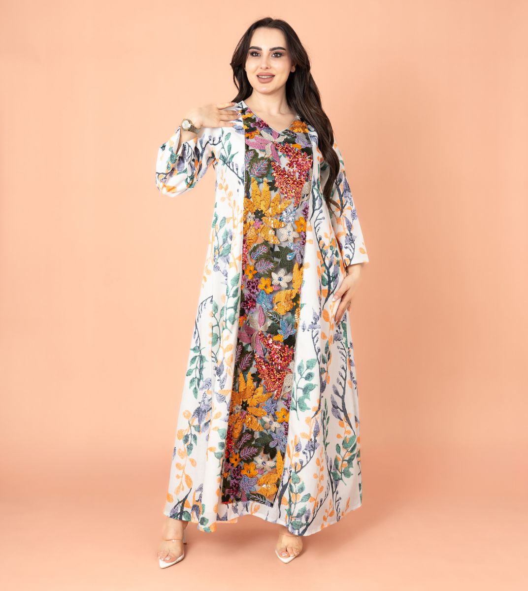 Embroidered Applique Wide Cut Jalabiya IKKXA - Women's Jalabiyas 42