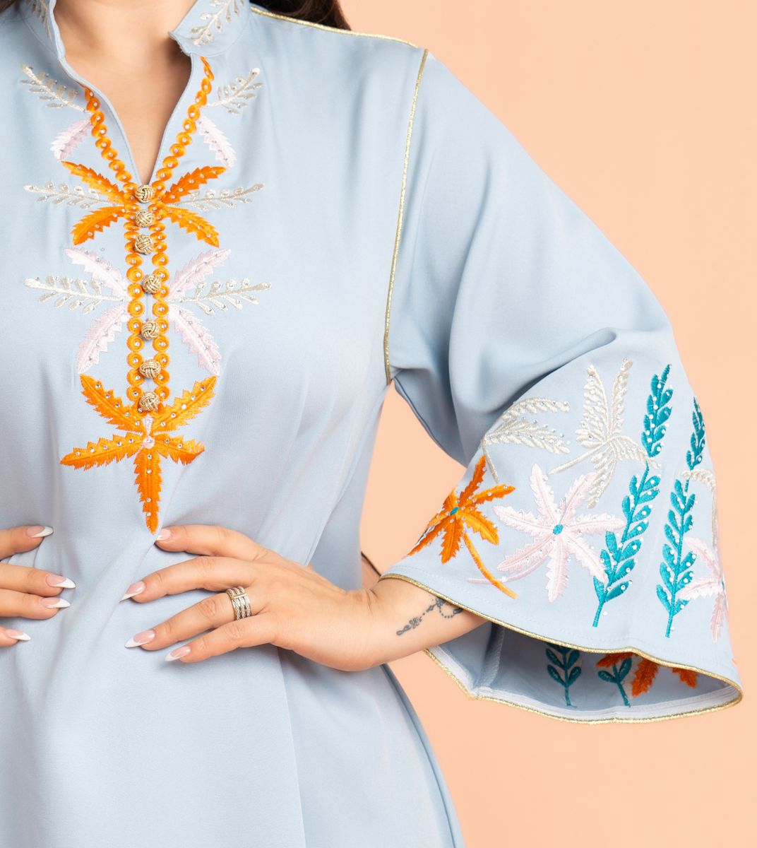 Solid Embroidery Elegant Jalabiya IKKXA - Women's Jalabiyas 21