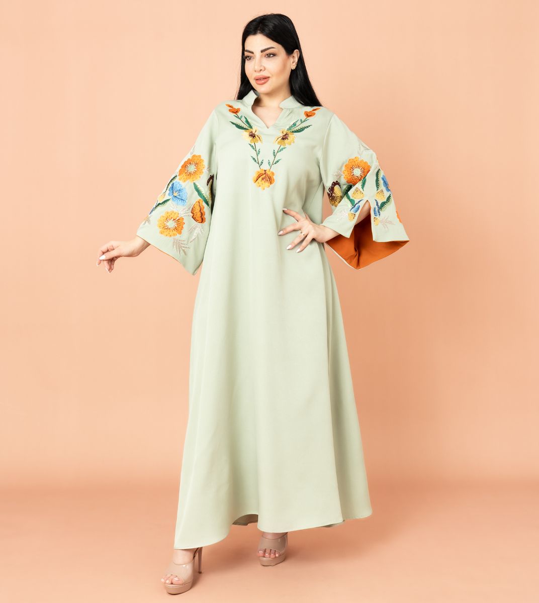 Solid Embroidery Elegant Jalabiya IKKXA - Women's Jalabiyas 8