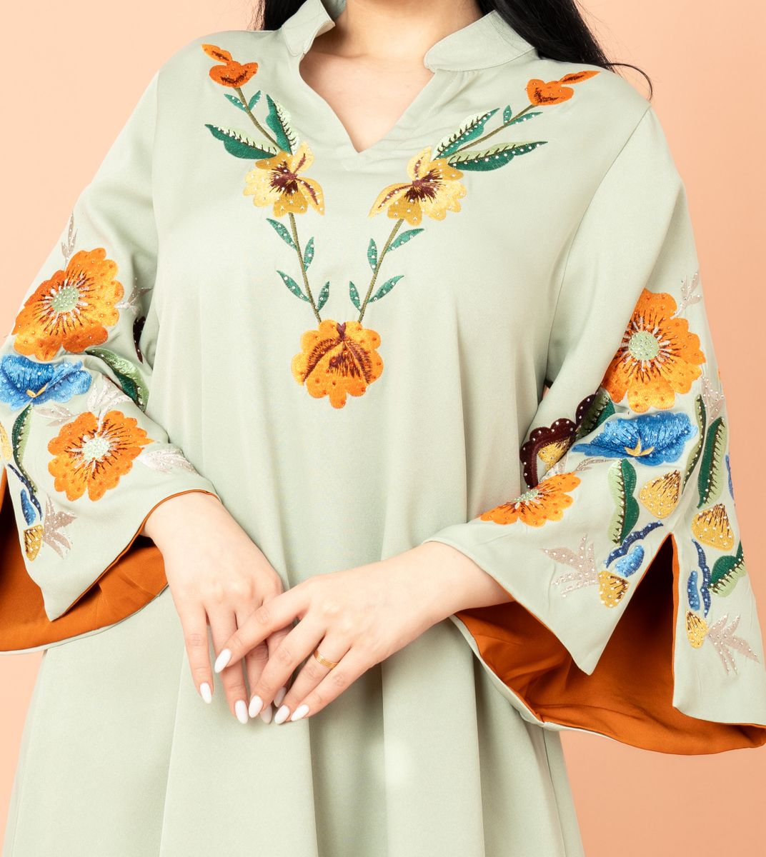 Solid Embroidery Elegant Jalabiya IKKXA - Women's Jalabiyas 1