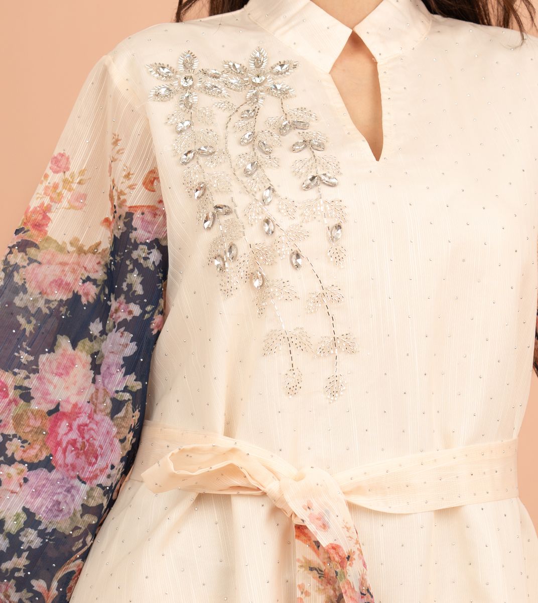 Floral Belted Embroidery Jalabiya IKKXA - Women's Jalabiyas 25