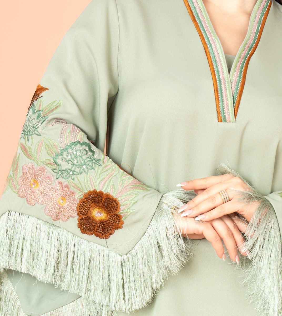 Shimmer Detail Sleeves Embroidered Jalabiya IKKXA - Women's Jalabiyas 68