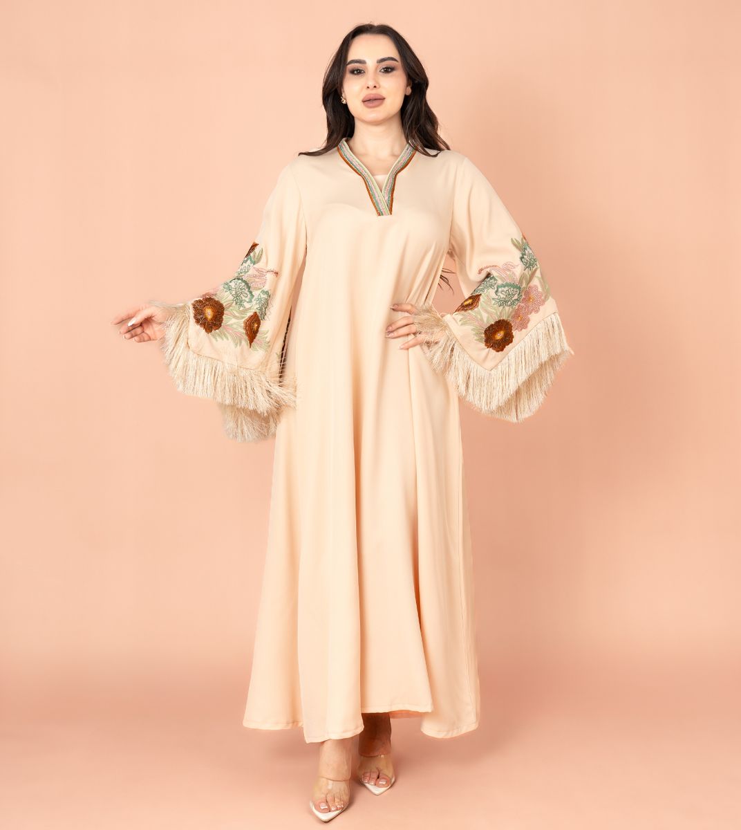 Shimmer Detail Sleeves Embroidered Jalabiya IKKXA - Women's Jalabiyas 44