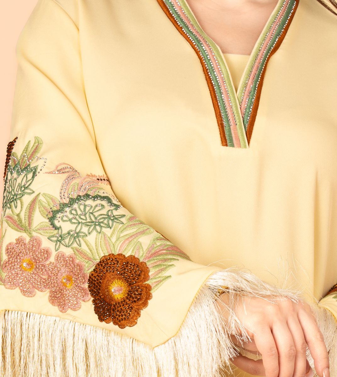 Shimmer Detail Sleeves Embroidered Jalabiya IKKXA - Women's Jalabiyas 24