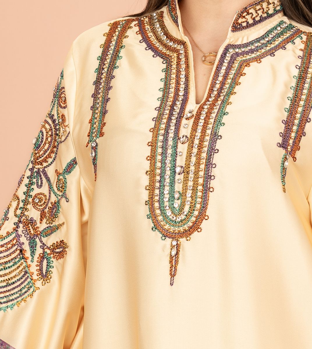 Gleaming Crystal and Print Jalabiya IKKXA - Women's Jalabiyas 71