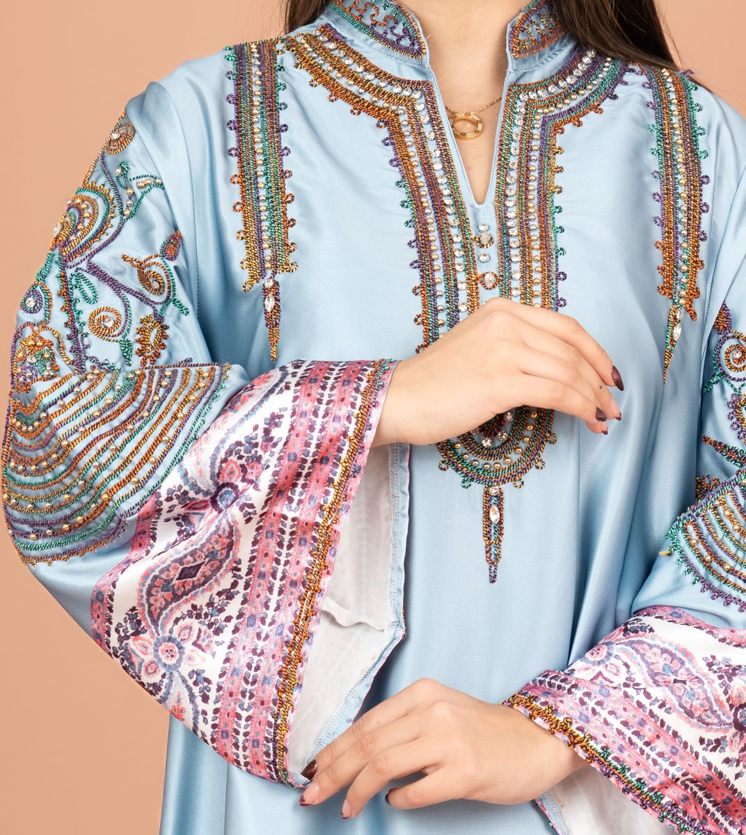 Gleaming Crystal and Print Jalabiya IKKXA - Women's Jalabiyas 41