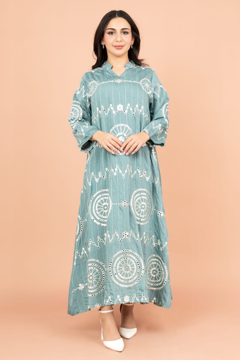 Graceful Flowing Jalabiya with Delicate Embroidered Detailing IKKXA - Women's Jalabiyas 19