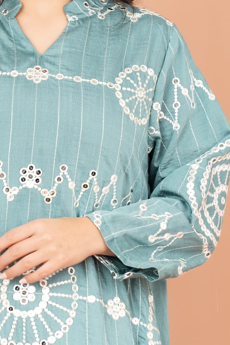 Graceful Flowing Jalabiya with Delicate Embroidered Detailing IKKXA - Women's Jalabiyas 20