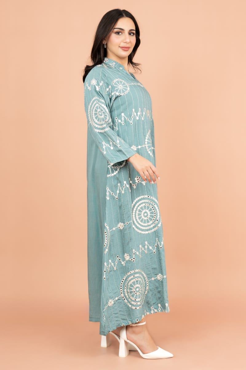 Graceful Flowing Jalabiya with Delicate Embroidered Detailing IKKXA - Women's Jalabiyas 21