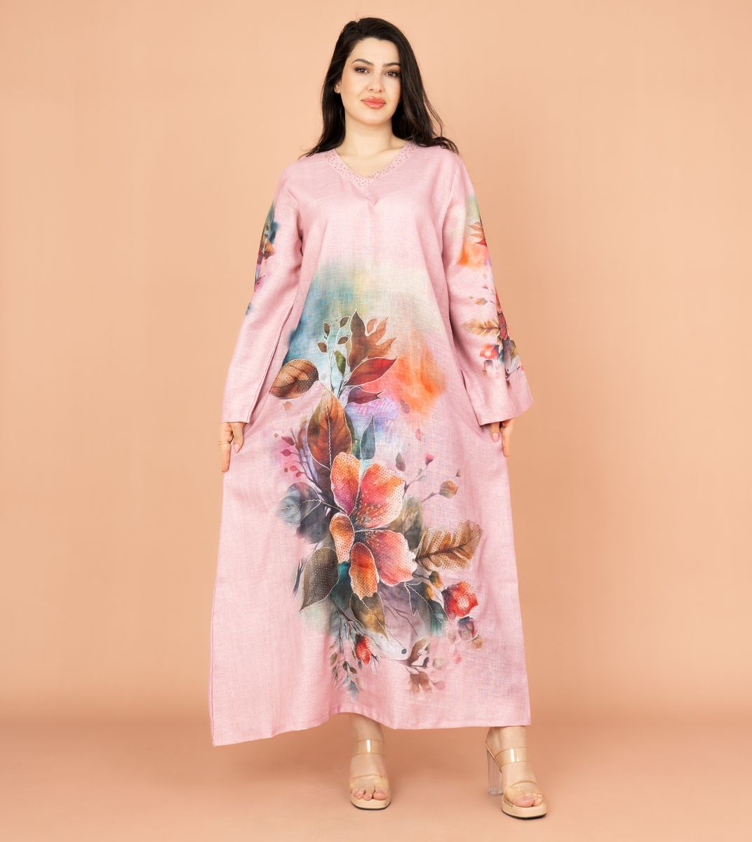 Graceful Floral Embroidered Jalabiya for Elegant Comfort IKKXA - Women's Jalabiyas 20