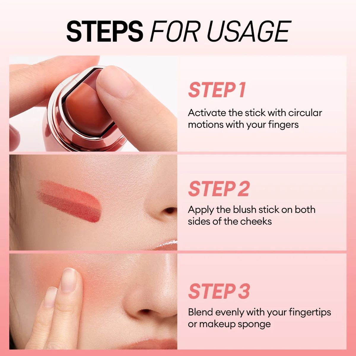 Multi-Use Cream Blush Stick for Eyes, Lips, and Cheeks O.TWO.O - Women's Lips 5