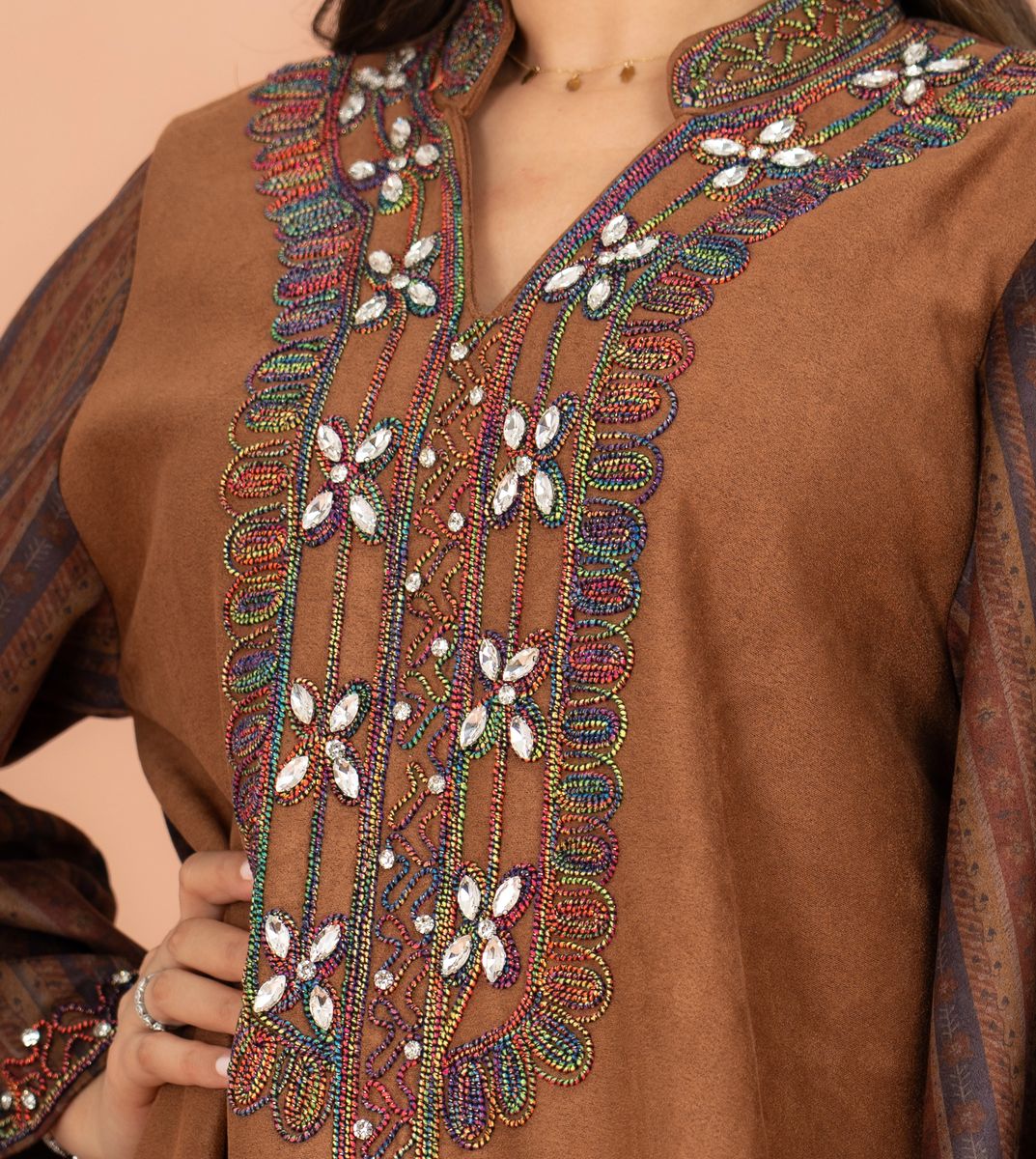 Colorful Embroidery Soild Winter Jalabiya IKKXA - Women's Jalabiyas 40