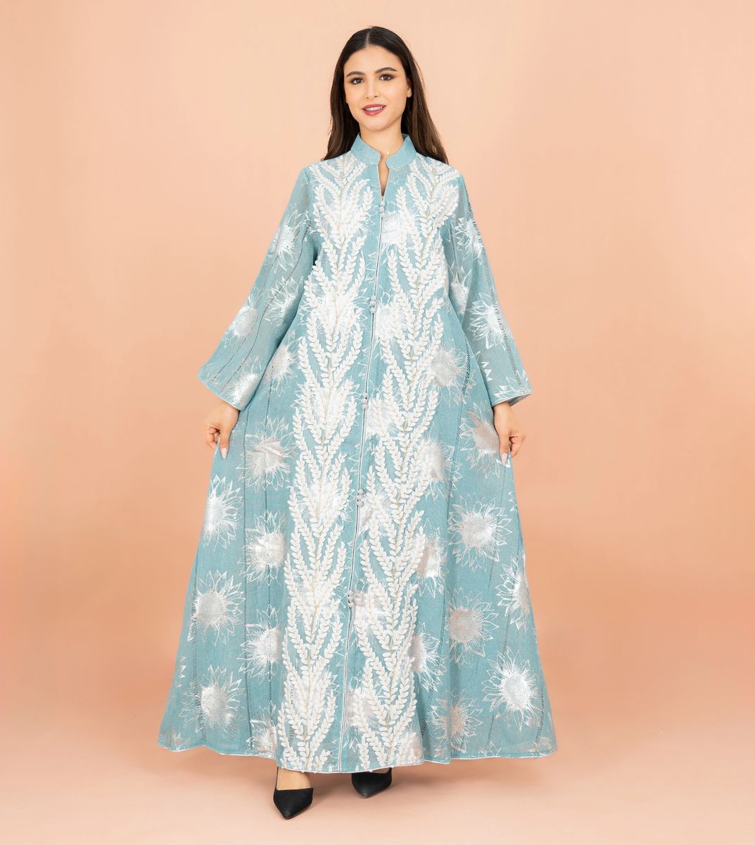 Luxury Foil Leaf Prints Elegant Jalabiya IKKXA - Women's Jalabiyas 16