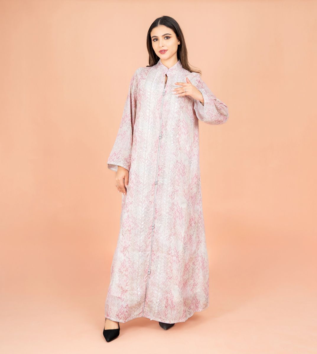 Mandarin Colar Straight Cut Elegant Prints Jalabiya IKKXA - Women's Jalabiyas 48