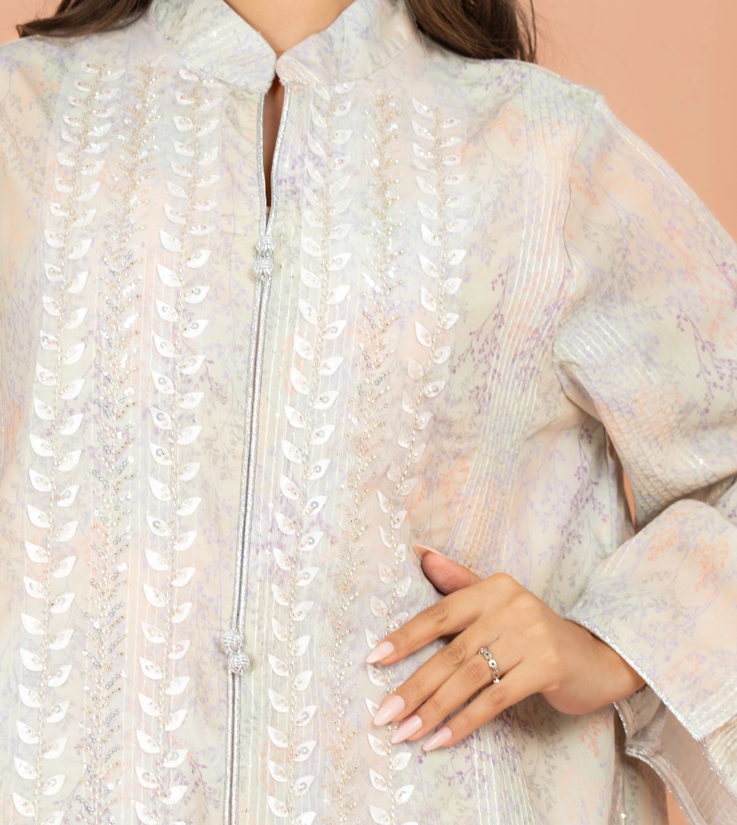 Mandarin Colar Straight Cut Elegant Prints Jalabiya IKKXA - Women's Jalabiyas 17