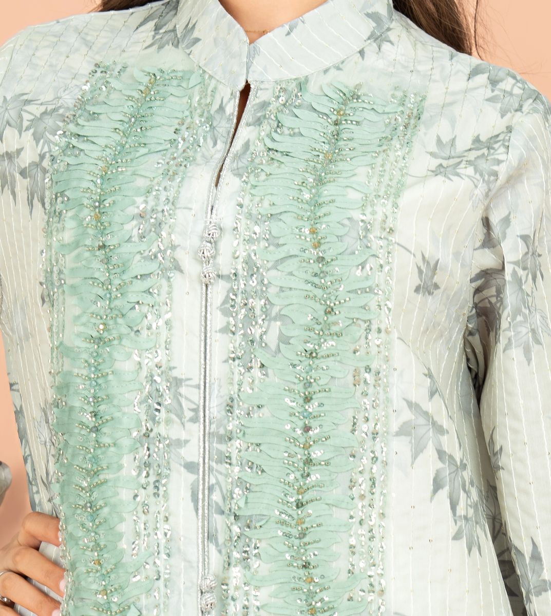 Mandarin Colar Printed Elegant Jalabiya IKKXA - Women's Jalabiyas 50