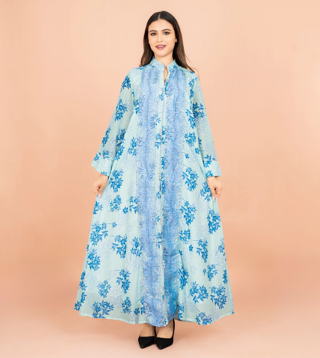 Mandarin Colar Printed Elegant Jalabiya IKKXA - Women's Jalabiyas 17