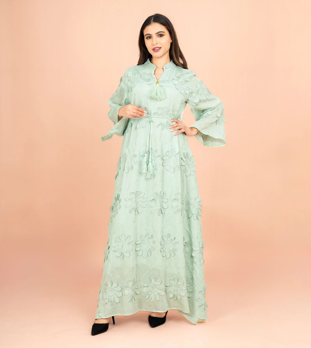 Mandarin Colar 3D flowers Modern Jalabiya IKKXA - Women's Jalabiyas 37