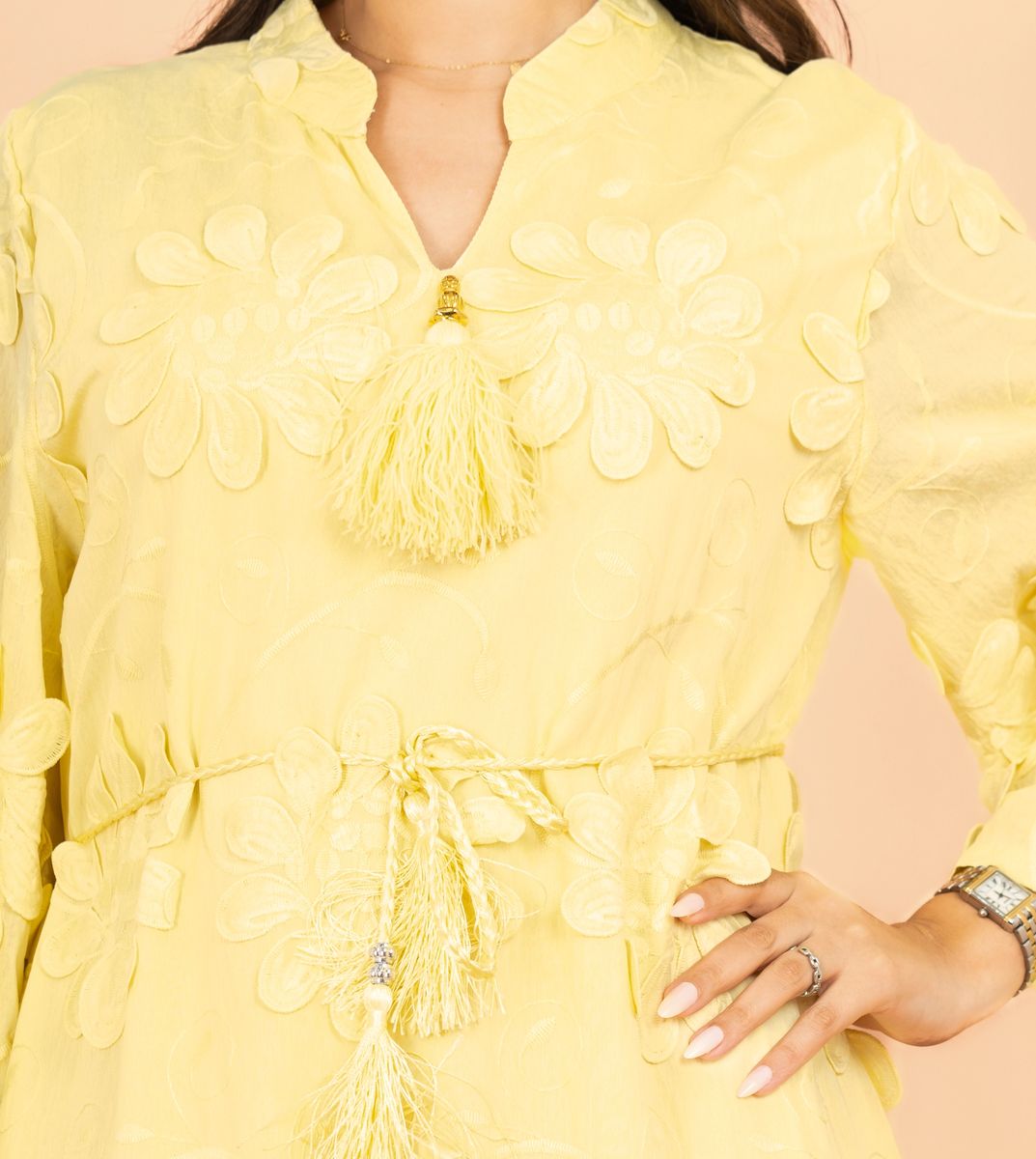 Mandarin Colar 3D flowers Modern Jalabiya IKKXA - Women's Jalabiyas 62