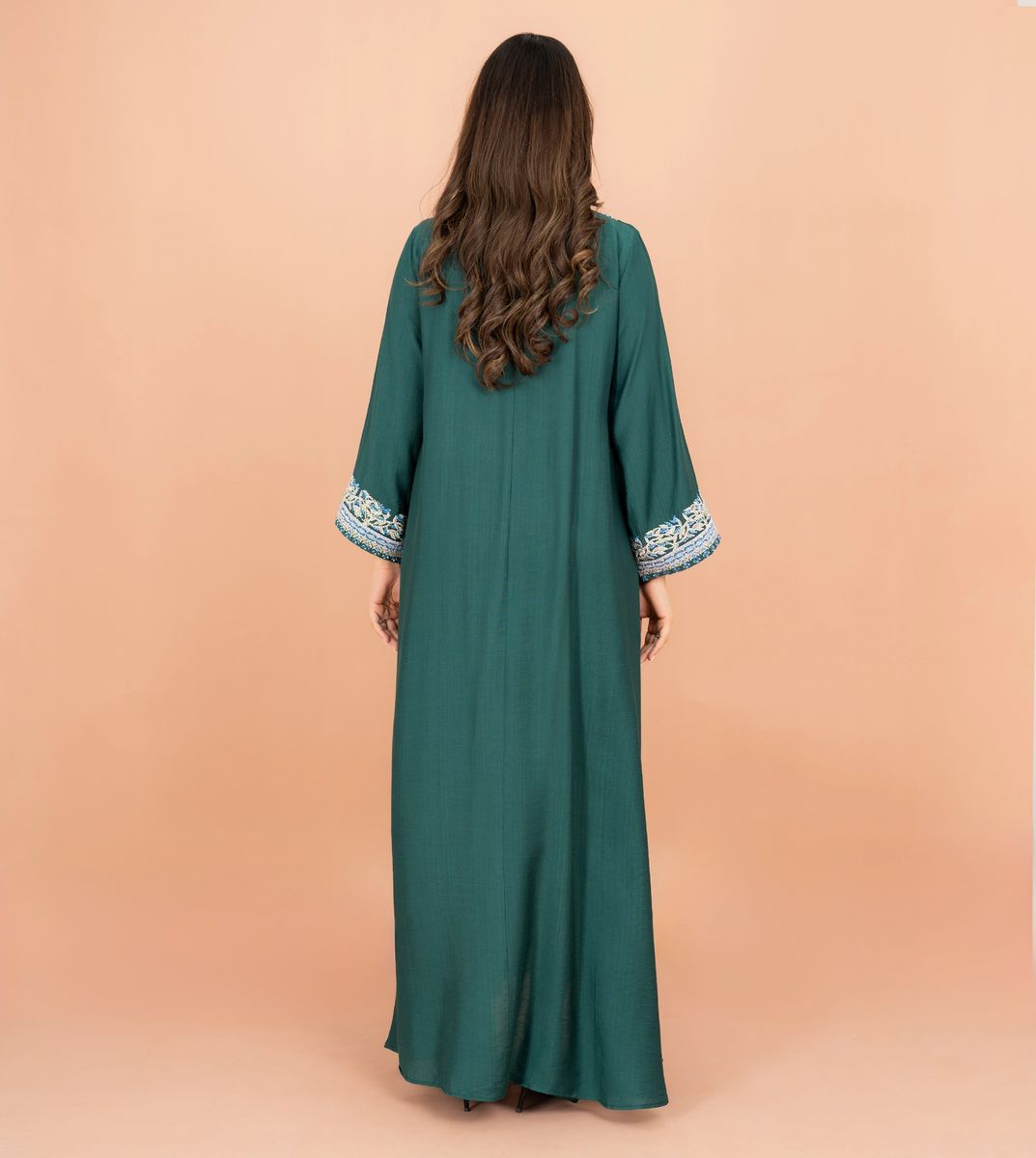 Classic Solid Embroidery Front and Sleeves Jalabiya IKKXA - Women's Jalabiyas 36