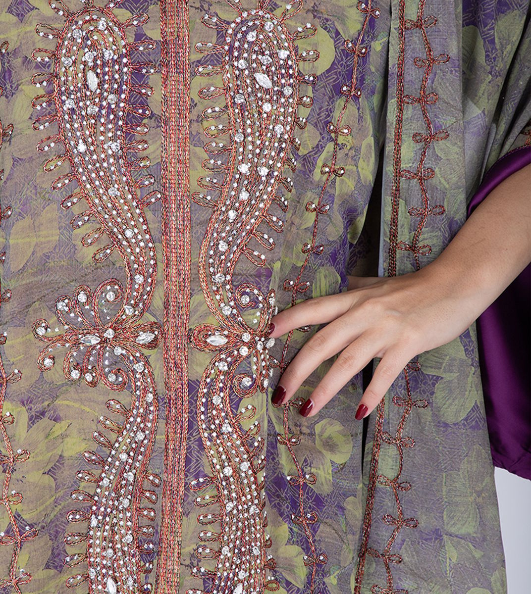 Printed Jalabiya Crystal Patterns with Shawl IKKXA - Women's Jalabiyas 61