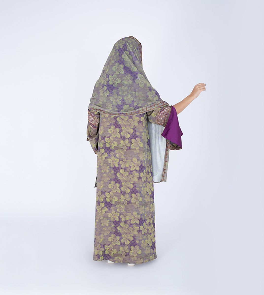 Printed Jalabiya Crystal Patterns with Shawl IKKXA - Women's Jalabiyas 63