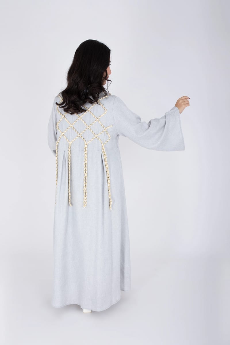 2 Piece Luxury Linen Rope Design Jalabiya IKKXA - Women's Jalabiyas 62