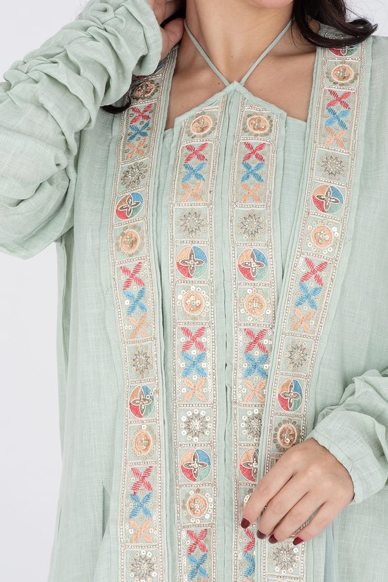 Elegant 2 piece outfit with colorful embroidery IKKXA - Women's Jalabiyas 33