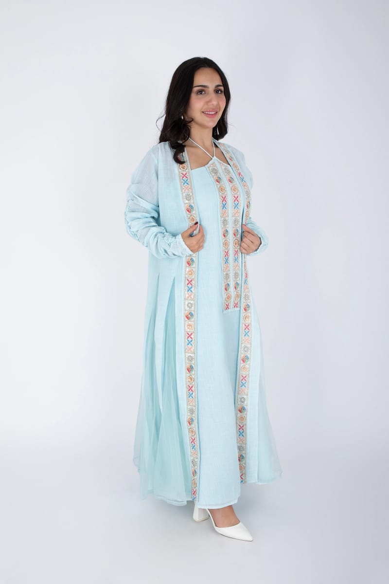 Elegant 2 piece outfit with colorful embroidery IKKXA - Women's Jalabiyas 38