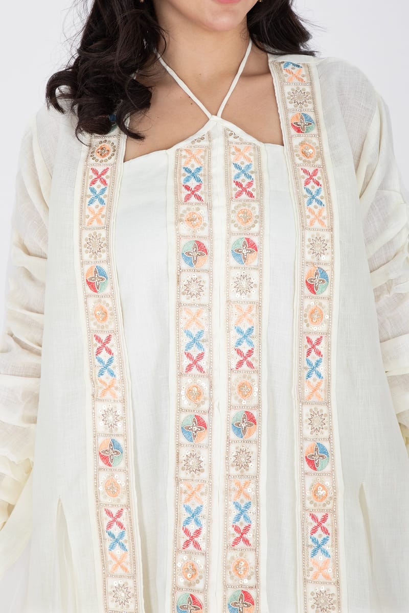 Elegant 2 piece outfit with colorful embroidery IKKXA - Women's Jalabiyas 57