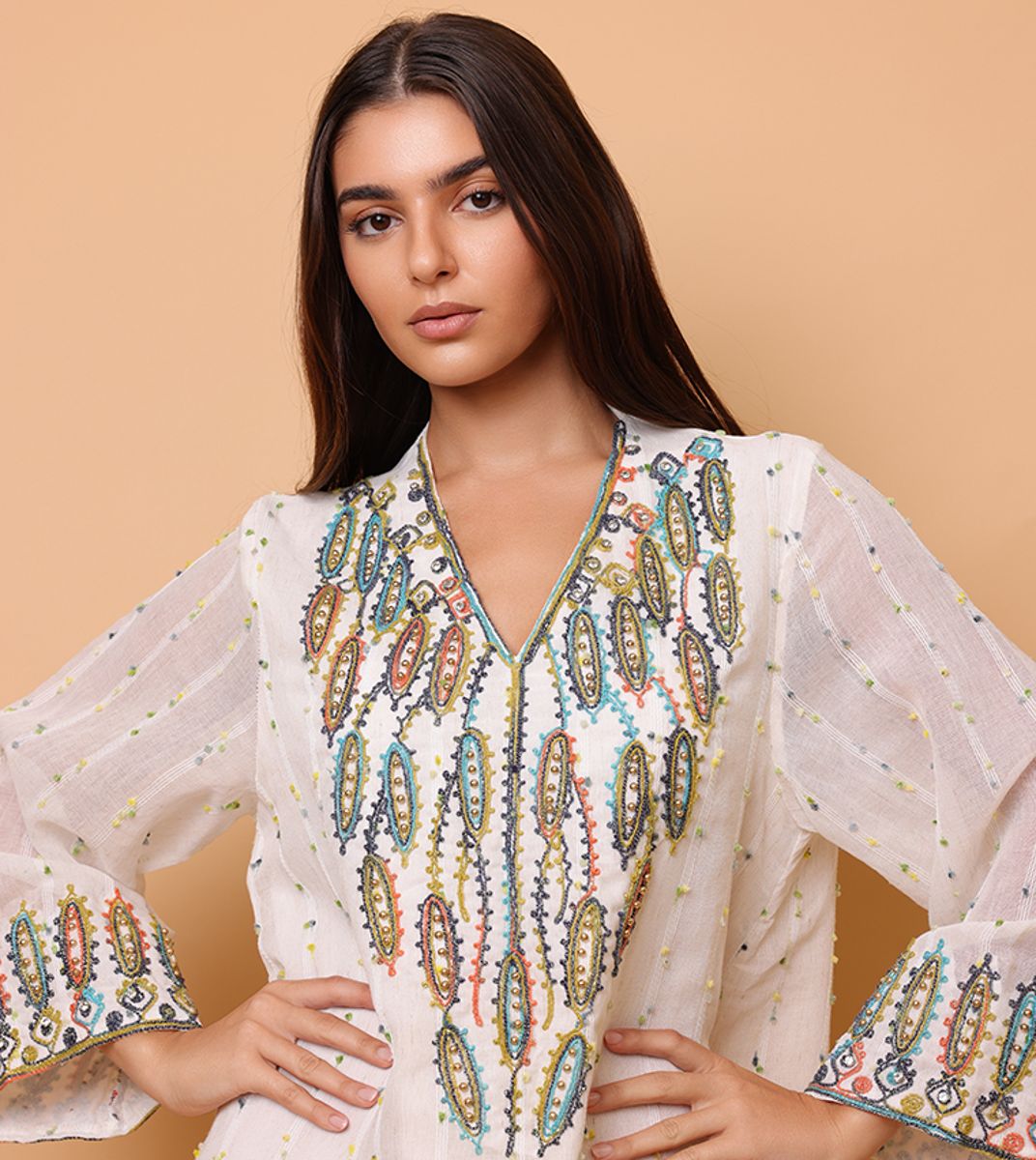 Printed Colorful Embroidery Jalabiya IKKXA - Women's Jalabiyas 43