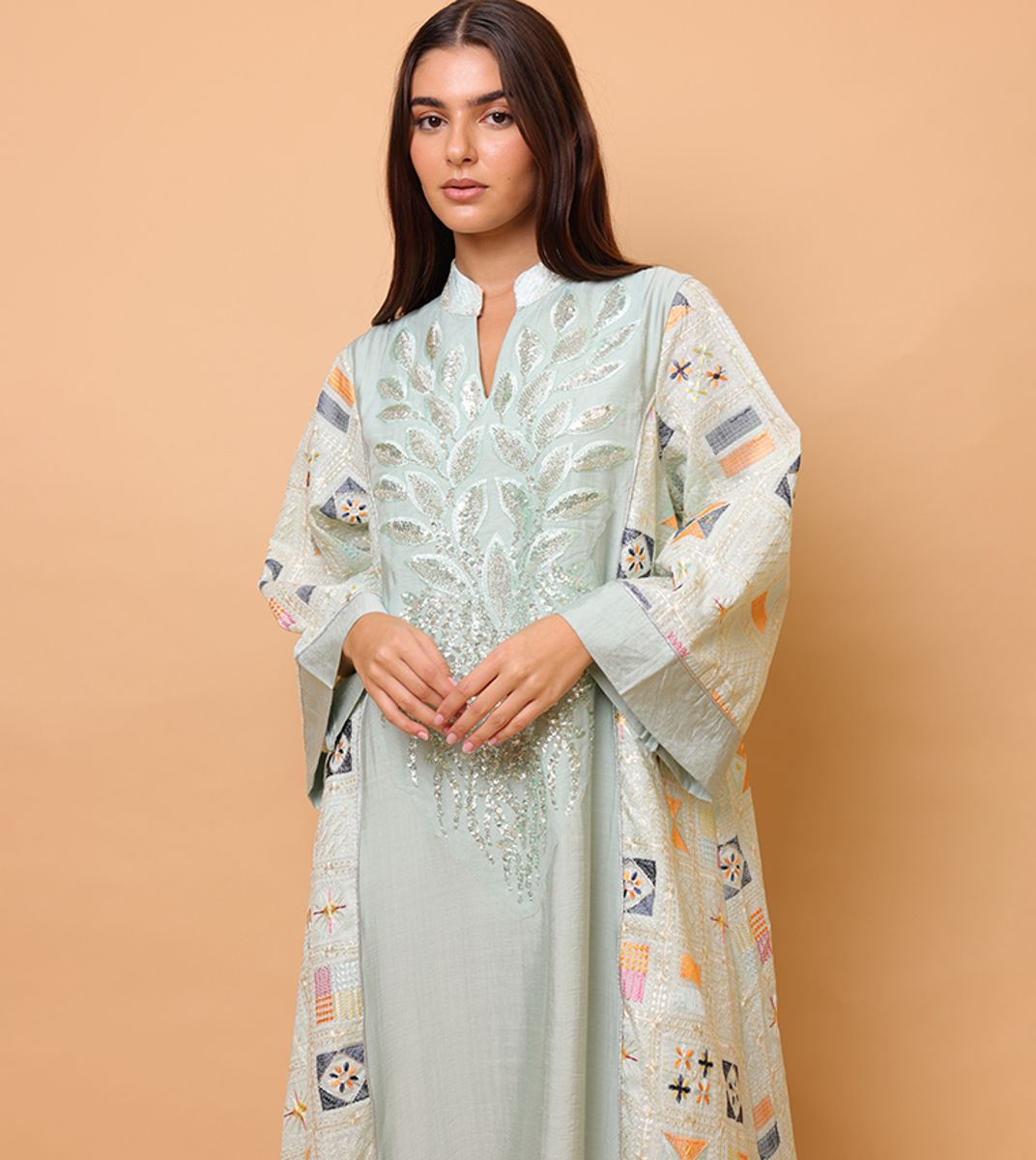 Luxury Geometric Details Sequin Front Jalabiya IKKXA - Women's Jalabiyas 61