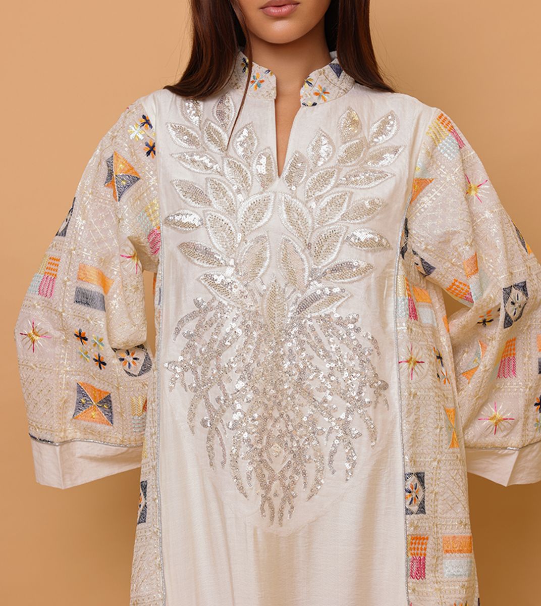 Luxury Geometric Details Sequin Front Jalabiya IKKXA - Women's Jalabiyas 21
