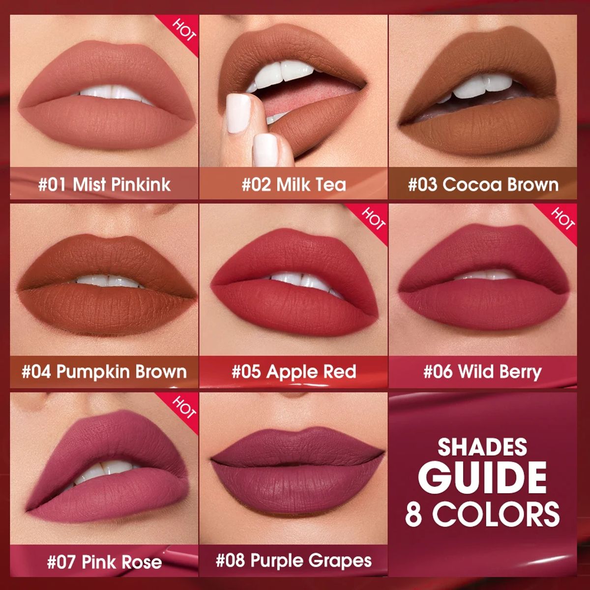 Long-Lasting Waterproof Matte Lip Tint with Velvet Finish O.TWO.O - Women's Lips 2