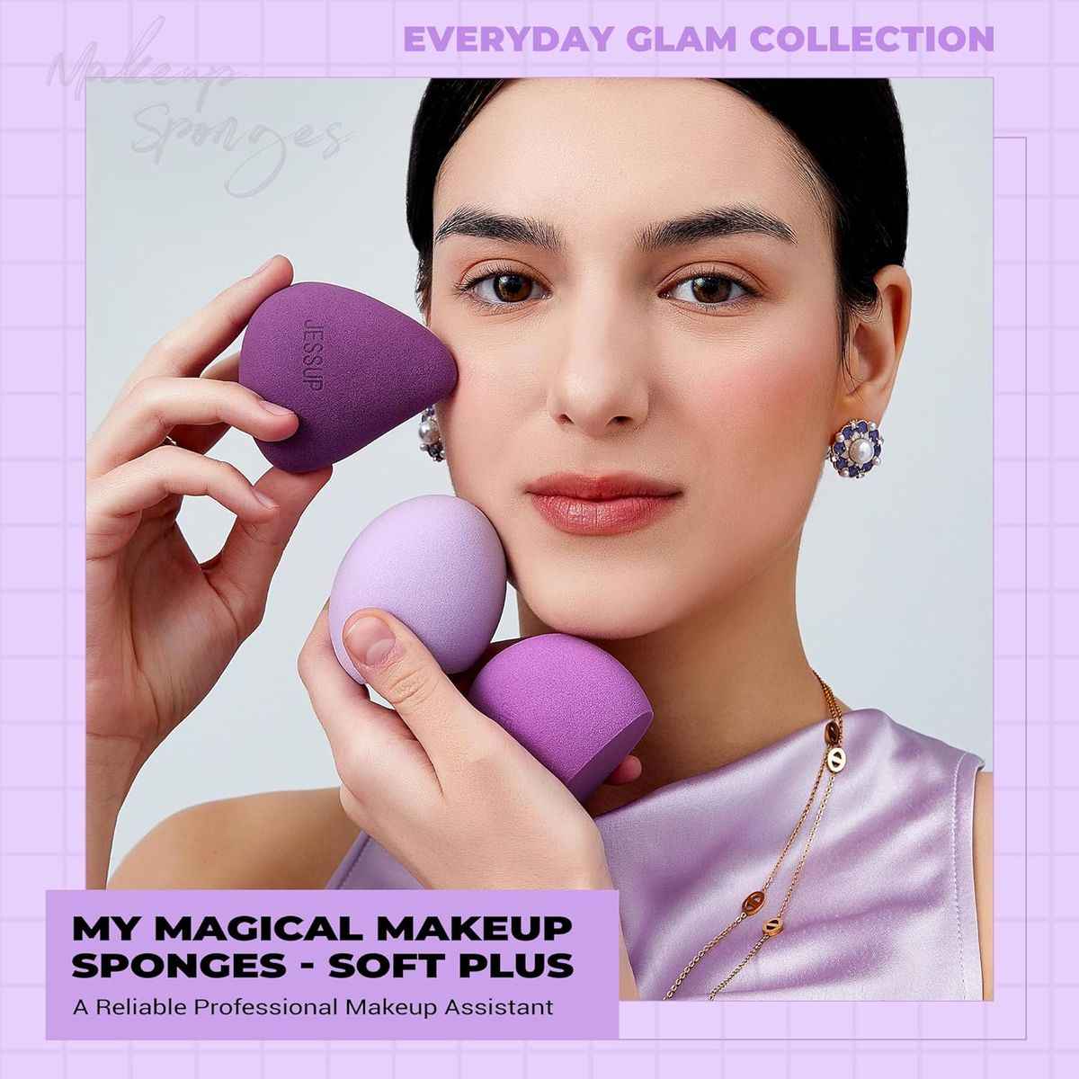 Jessup Makeup Sponge Trio for Foundation, Concealer, Contour, Blusher