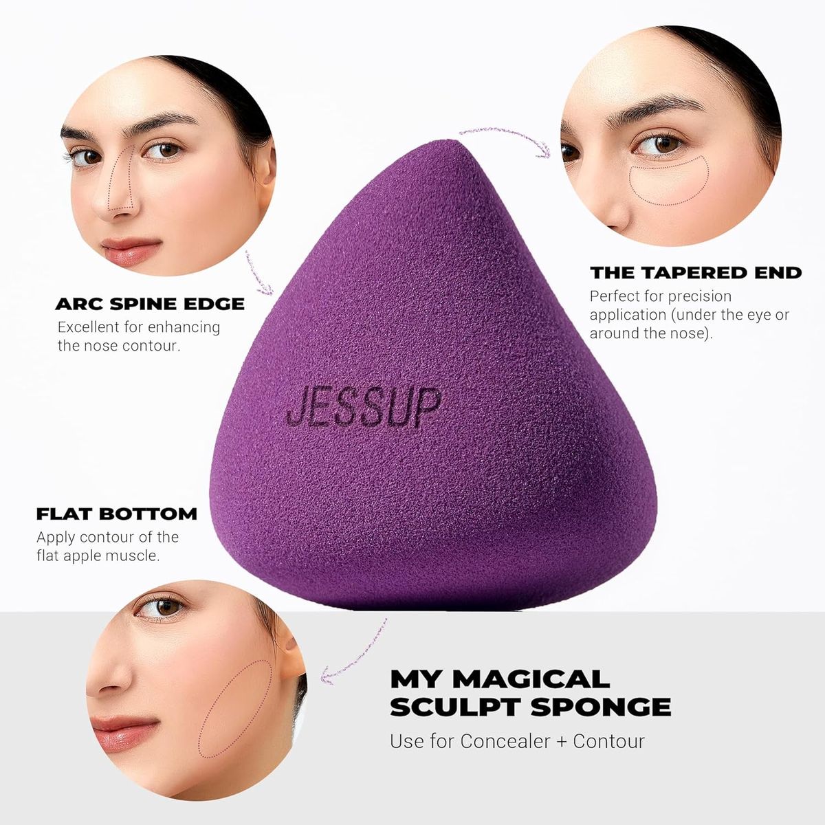 Jessup Makeup Sponge Trio for Foundation, Concealer, Contour, Blusher