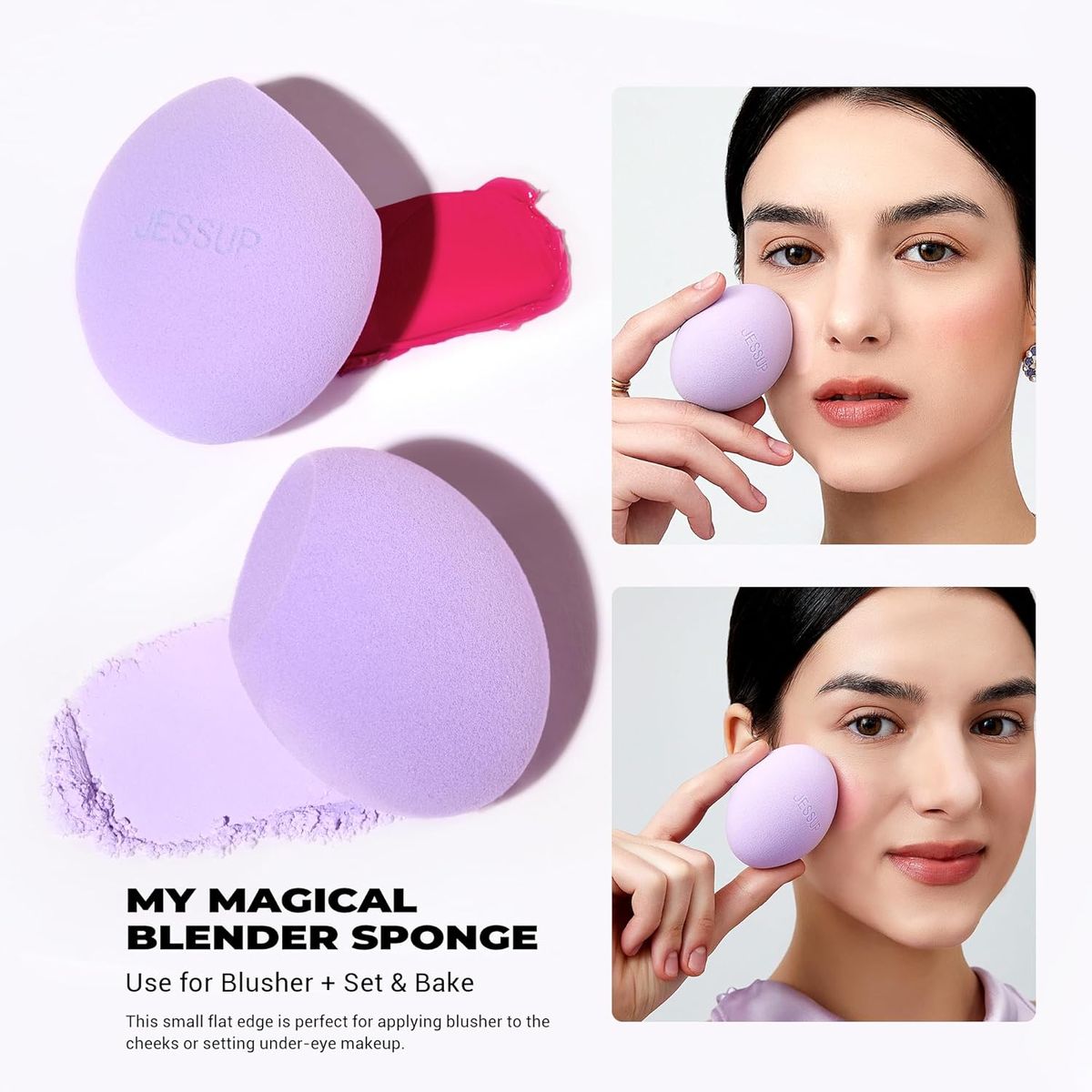Jessup Makeup Sponge Trio for Foundation, Concealer, Contour, Blusher