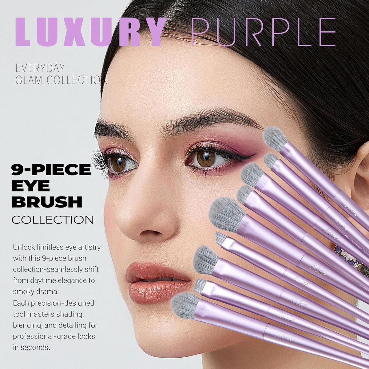 Jessup Luxury Purple Professional Vegan Brush Set for Full Makeup Jessup - Women's Makeup Accessories 3