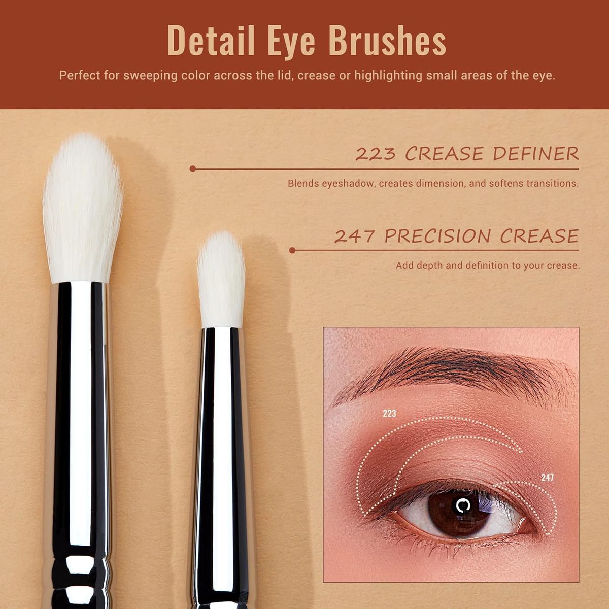 Jessup 7-Piece Eyeshadow Brush Set for Professional Smoky Eye Looks