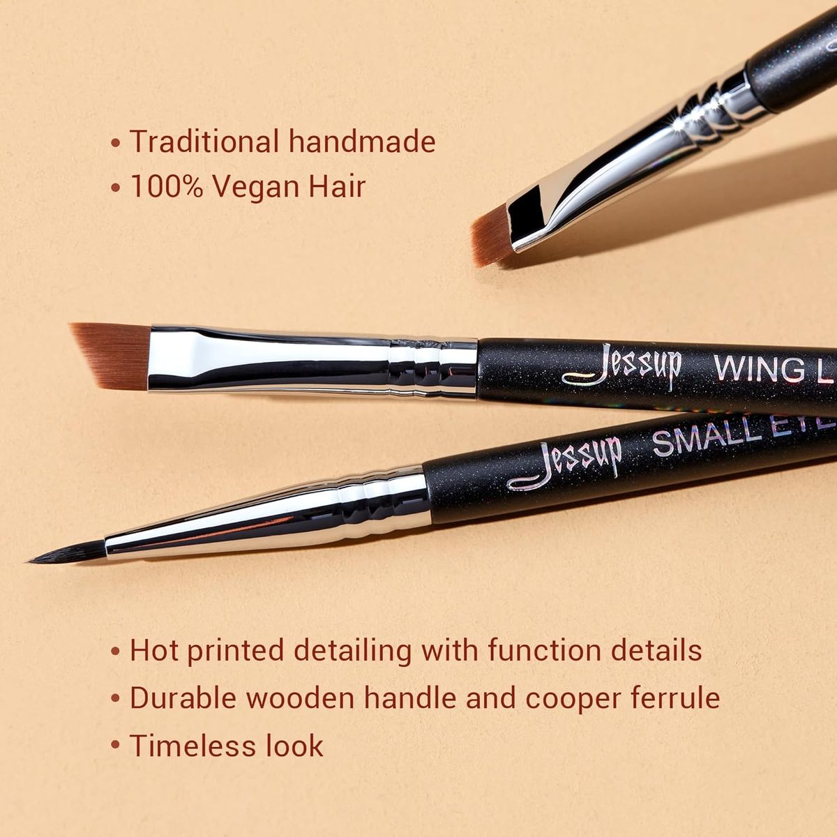 Jessup Three-Piece Precision Eyeliner Brush Set for Perfect Winged Lines