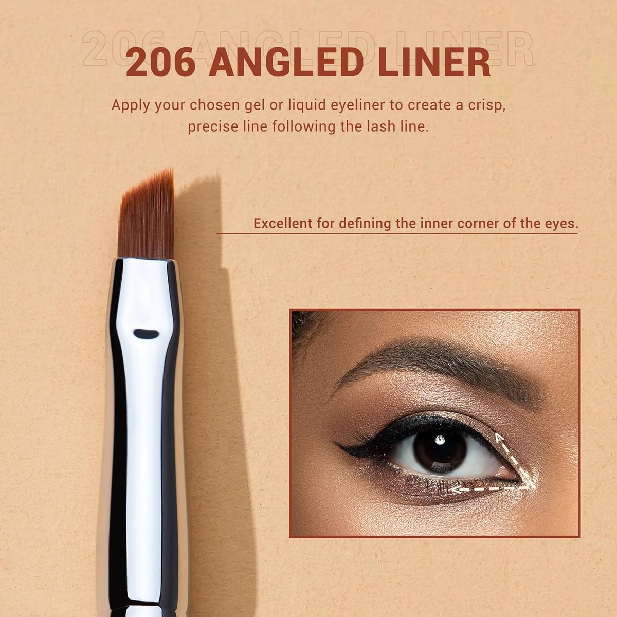 Jessup Three-Piece Angled Eyeliner Brush Set for Precision Winged Makeup