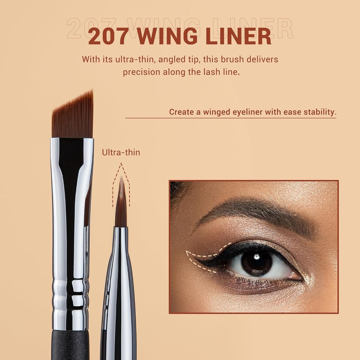 Jessup Three-Piece Angled Eyeliner Brush Set for Precision Winged Makeup