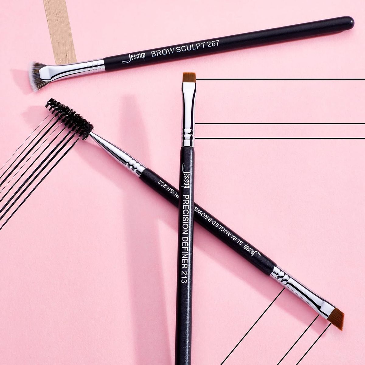 Jessup 3-Piece Brow Brush Set for Powder, Pencil, Gel, Wax Jessup 3-Piece Brow Brush Set for Powder, Pencil, Gel, Wax