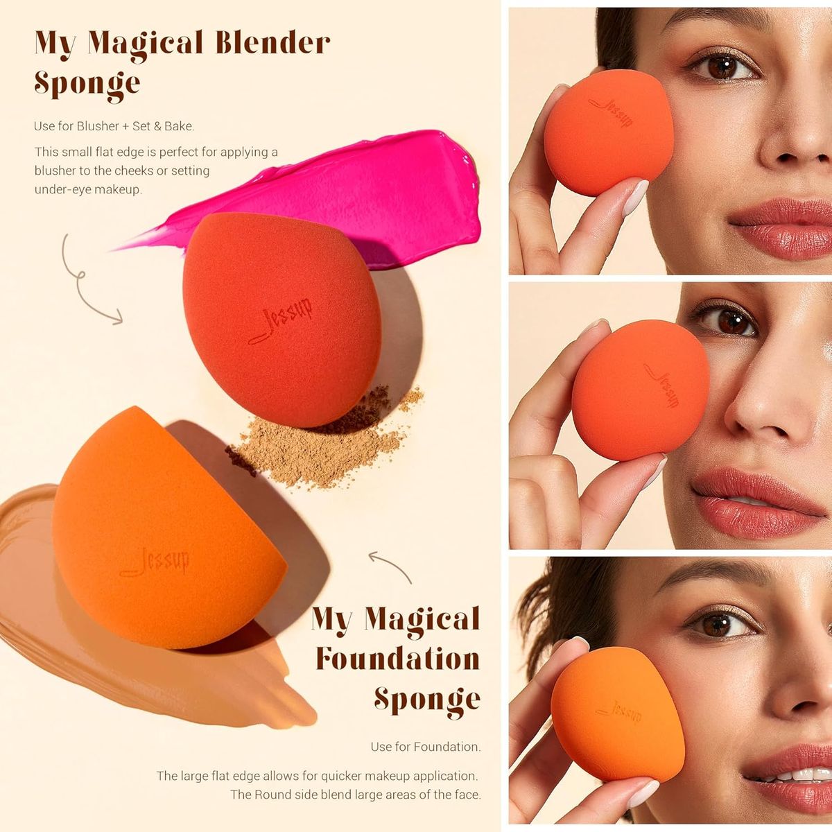 Jessup Pebble Makeup Kit with Jumbo Brush and 3 Sponges Jessup Pebble Makeup Kit with Jumbo Brush and 3 Sponges