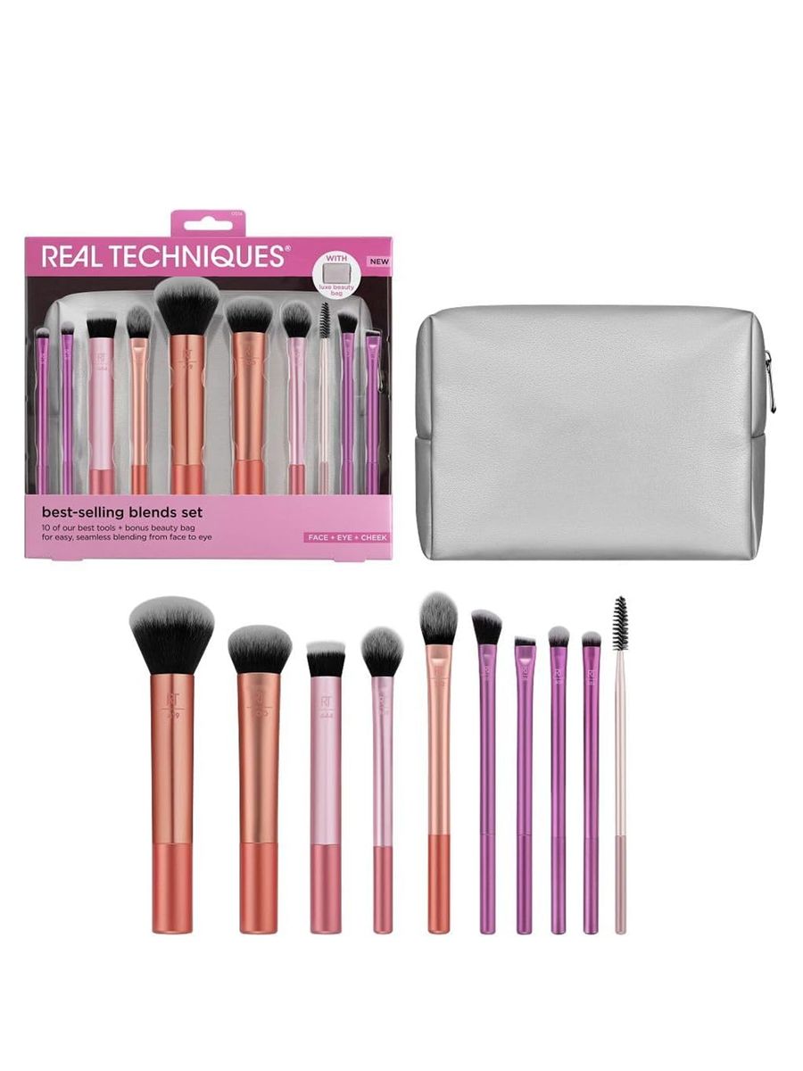 Real Techniques Best-Selling 10-Piece Brush Set with Cosmetic Bag