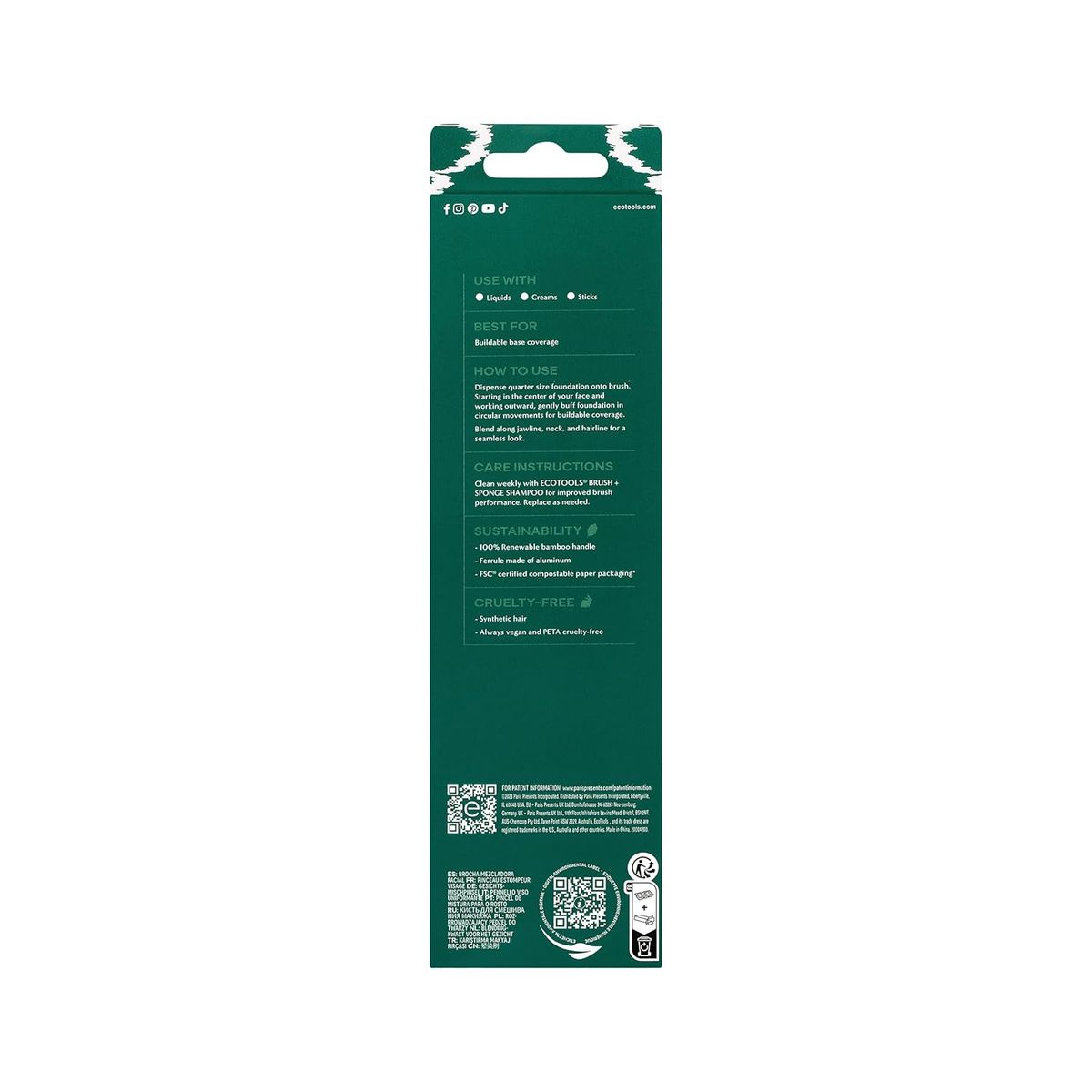 EcoTools Cruelty-Free Blending Brush for Face Makeup, Liquid and Cream