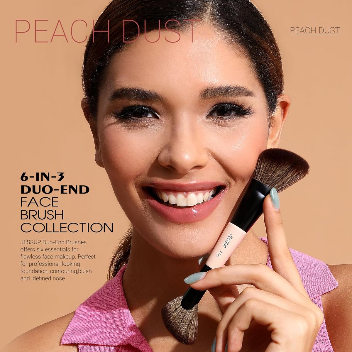 Jessup Double-Ended Face Makeup Brush Set for Contour, Blush, Highlight Jessup Double-Ended Face Makeup Brush Set for Contour, Blush, Highlight